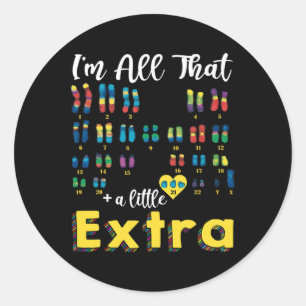 21 Xy Extra Chromosome Boy World Down Syndrome Day Classic Round Sticker