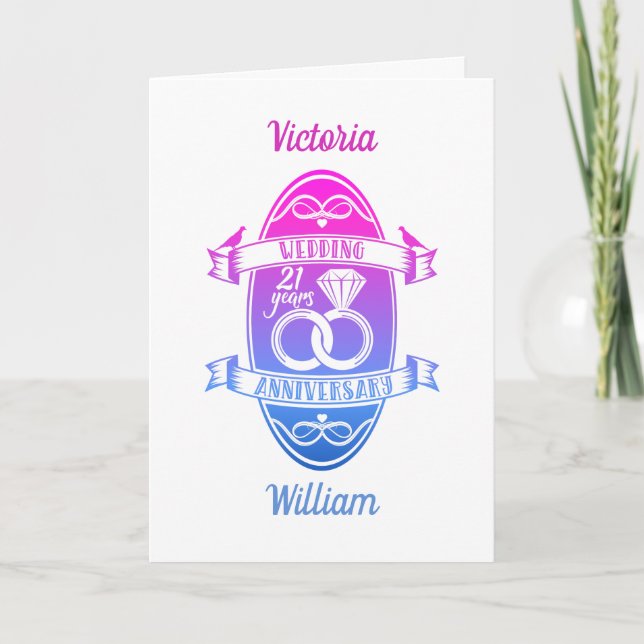 21 Year 21st  wedding anniversary Card (Front)