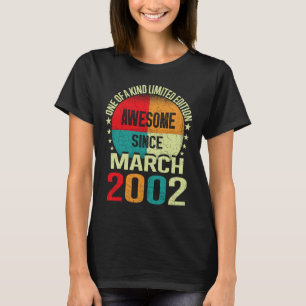 21 Year Awesome Since March 2002 Vintage 21st Birt T-Shirt