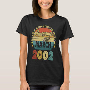 21 Year Old Awesome Since March 2002  21st Birthda T-Shirt