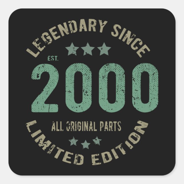21 Year Old Bday 2000 Legend Since 21st Birthday Square Sticker (Front)