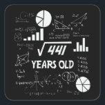 21 Year Old Bday Geeky Math 21st birthday Gift  Square Sticker<br><div class="desc">Celebrate birthdays with a clever twist! This funny math design uses equations and square roots to reveal the age, making it the perfect choice for math lovers, teachers, students, and geeks who enjoy a good nerdy joke. Great for milestone birthdays, classroom celebrations, or anyone who appreciates clever humour mixed with...</div>