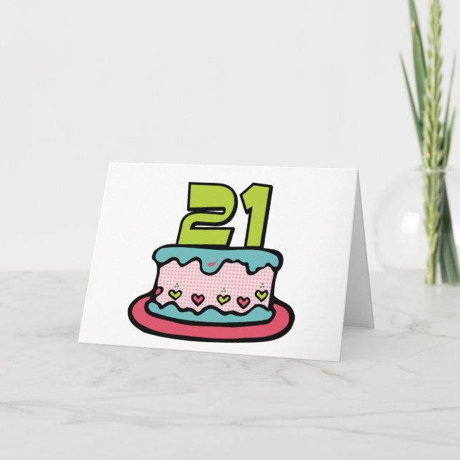 21 Year Old Birthday Cake Card (Front)