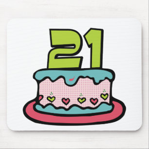 21 Year Old Birthday Cake Mouse Mat