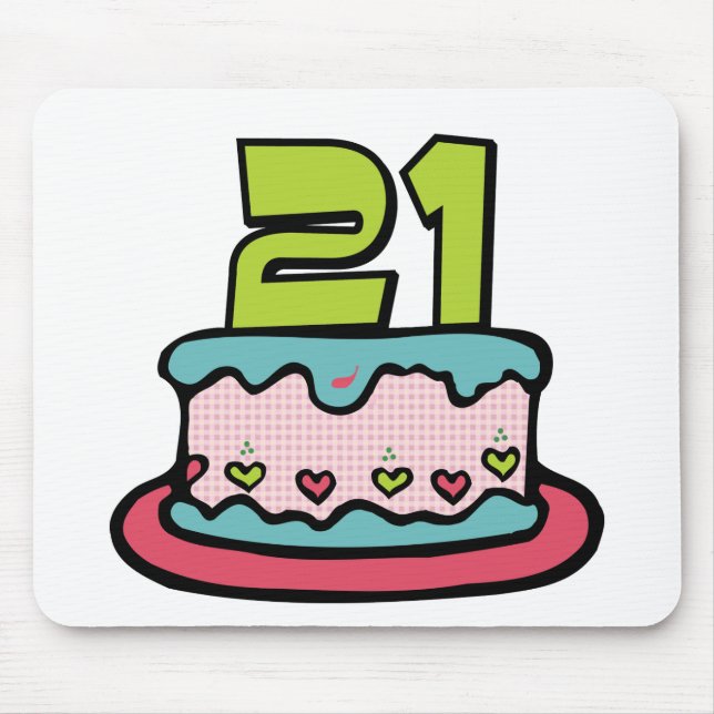 21 Year Old Birthday Cake Mouse Mat (Front)