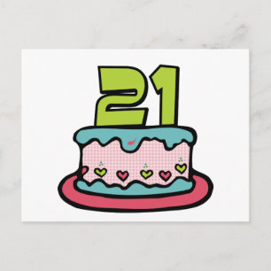 21 Year Old Birthday Cake Postcard