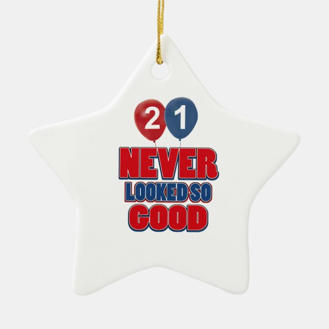 21 year old birthday designs ceramic tree decoration (Front)