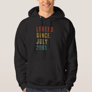 21 Year Old Legend Since July 2001 21st Birthday Hoodie