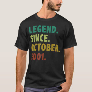 21 Year Old  Legend Since October 2001 21st Birthd T-Shirt