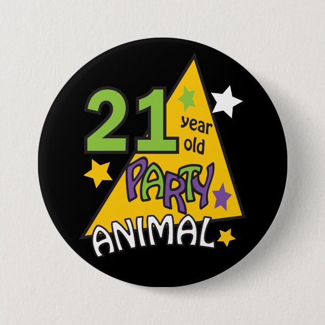 21 Year Old Party Animal | 21st Birthday 7.5 Cm Round Badge (Front)