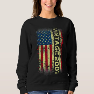 21 Year Old Vintage 2001 American Flag 21st Birth Sweatshirt