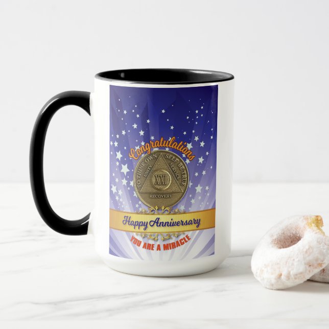 21 Year Sober - You Are a Miracle Custom Name/Year Mug (With Donut)