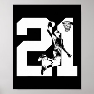 21 Years Number 21 Sketll 21st Birthday Poster