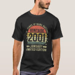 21 Years Of Being Awesome Funny 21St Birthday T-Shirt<br><div class="desc">Distressed Retro Vintage 21 Years Ago - Retro Vintage Sunset January, Unique Novelty For parents turning 21, Perfect Gift idea For Retired Father, Papa, Grandfather, best friend, Grandpa, Grandma, Mother, Son And Daughter, 21 Years of Being Awesome Retro Sunset, Made/ Born in 2001, Grab this great birthday gift idea for...</div>