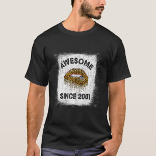 21 Years Old Birthday Awesome Since 2001 Leopard L T-Shirt