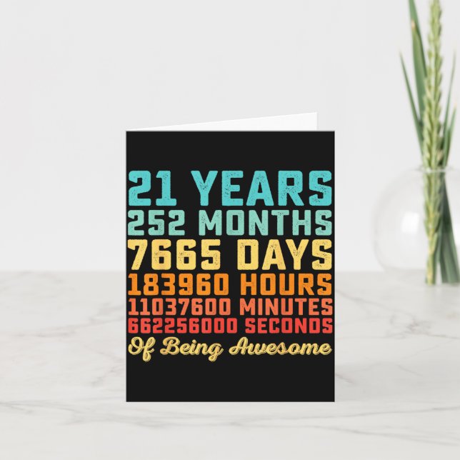 21 Years Old Birthday Quote Funny 21st B-Day Math Card (Front)