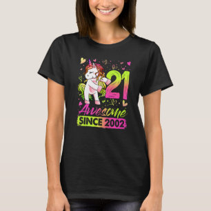 21 Years Old Flossing Unicorn  21st Birthday Girl  T-Shirt