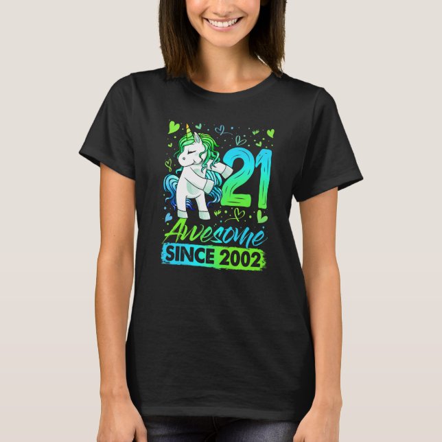 21 Years Old Flossing Unicorn Gifts 21st Birthday  T-Shirt (Front)