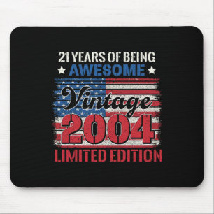 21 Years Old Gifts 21st Birthday American Flag Vin Mouse Mat