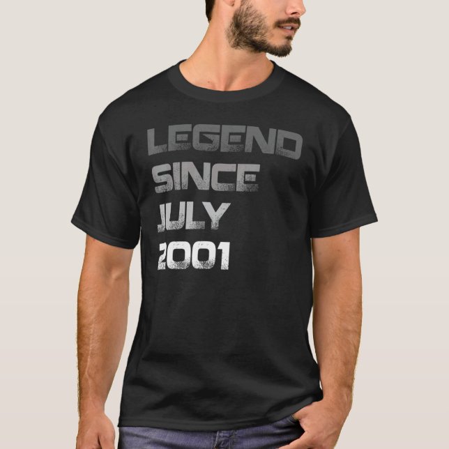21 Years Old  Legend Since July 2001 21th Birthday T-Shirt (Front)