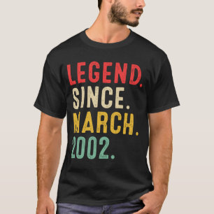 21 Years Old Legend Since March 2002 21st Birthda T-Shirt