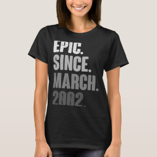 21 Years Old Vintage 2002 March Birthday 21st Deco T-Shirt