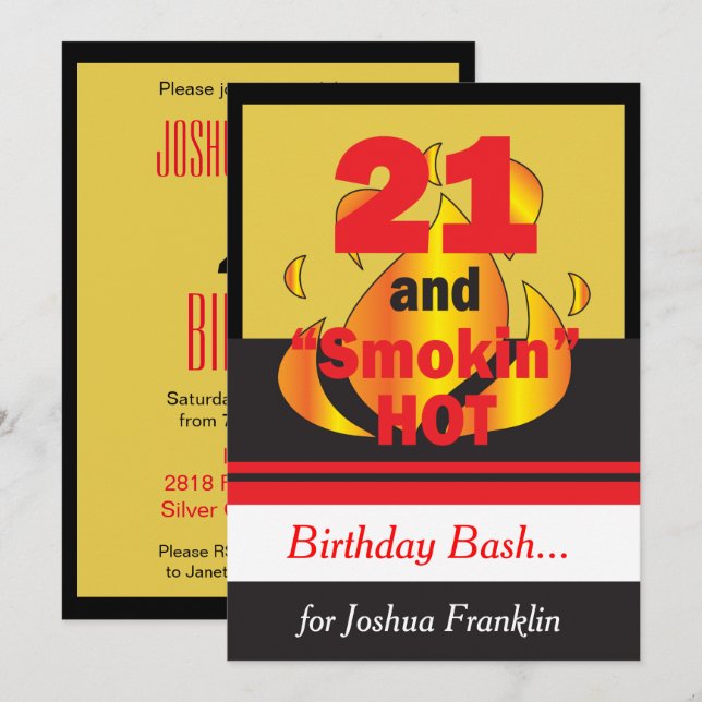 21and Smokin Hot Birthday Invitation (Front/Back)