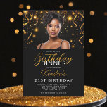 21s Birthday Dinner Gold Black Photo Instagram  Invitation<br><div class="desc">Celebrate turning 21 in style with this elegant black and gold dinner invitation. Featuring space for your own photo, this Instagram-friendly design blends modern glam with timeless sophistication. Perfect for milestone birthday celebrations, the bold contrast makes your event details stand out, while the gold accents add a touch of luxury....</div>