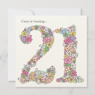 21st 21 Girls Birthday Party Custom Invitation