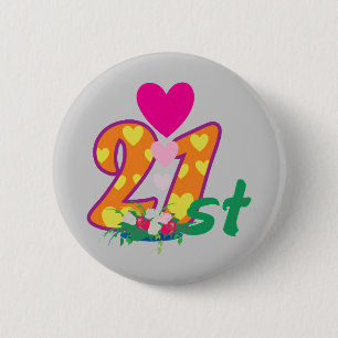 21st, 21 today personalised birthday 6 cm round badge