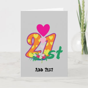 21st, 21 today personalised birthday card