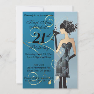 21st Adult Birthday Bash - DIY Background Colour Invitation
