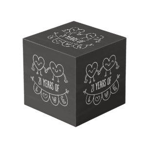 21st Anniversary Gift Chalk Hearts Cube