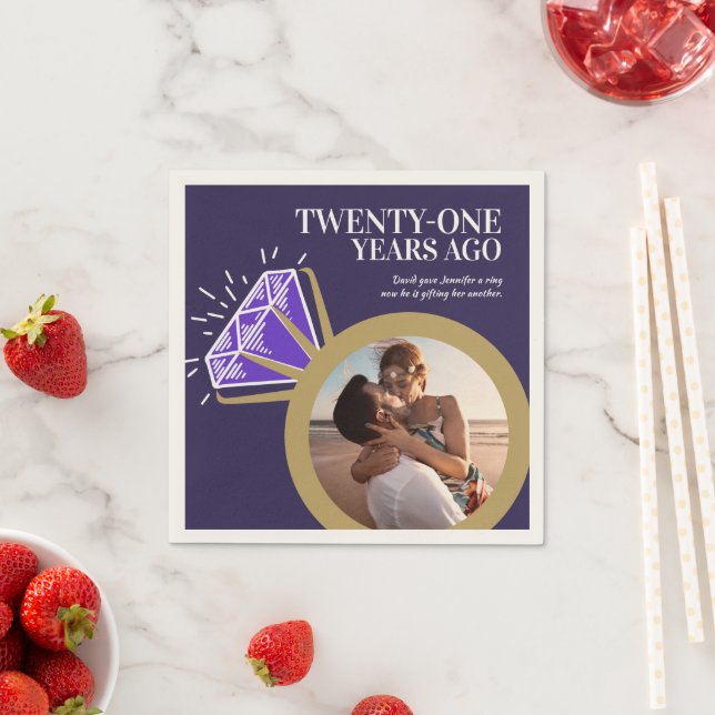 21st anniversary party Iolite purple ring photo  Napkin (Insitu)