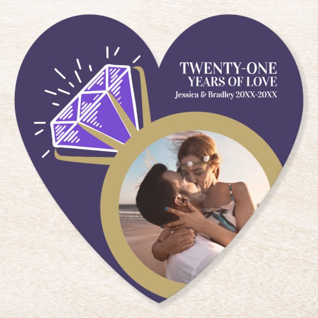 21st anniversary party Iolite purple ring photo Paper Coaster (Front)