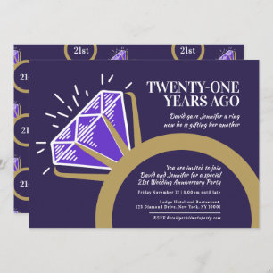 21st anniversary party iolite ring graphic invitation