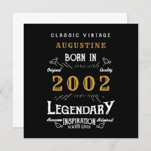 21st Birthday 2002 Retro Black Gold Greeting Card