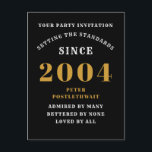 21st Birthday 2004 Black Gold Postcard<br><div class="desc">Elegant Black and Gold 21st Birthday Invitation - Create Your Own Personalised Design. Setting the stage for a remarkable celebration starts with the perfect invitation. Our elegant black and gold 21st birthday invitation is the perfect choice for this milestone event. Bathed in black for a touch of sophistication and adorned...</div>