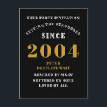 21st Birthday 2004 Black Gold Postcard<br><div class="desc">Elegant Black and Gold 21st Birthday Invitation - Create Your Own Personalised Design. Setting the stage for a remarkable celebration starts with the perfect invitation. Our elegant black and gold 21st birthday invitation is the perfect choice for this milestone event. Bathed in black for a touch of sophistication and adorned...</div>