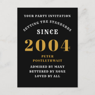 21st Birthday 2004 Black Gold Postcard