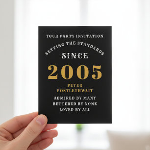 21st Birthday 2005 Black Gold Invitation Postcard