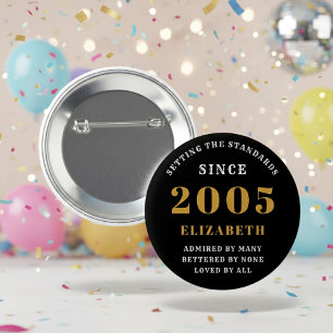 21st Birthday 2005 Elegant Chic Black Gold 6 Cm Round Badge