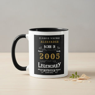 21st Birthday 2005 Legend Retro Black Personalized Mug