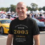 21st Birthday 2005 Personalised Custom Name Black T-Shirt<br><div class="desc">Celebrate turning the big 2-1 with this unique and personalised 21st birthday t-shirt! Perfect for anyone born in 2005, this design proudly declares they are "Setting the Standards" since their birth year. It's a fun and thoughtful gift for a milestone birthday party, family gathering, or just a great way to...</div>