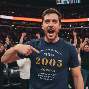 21st Birthday 2005 Personalised Custom Name Blue T-Shirt