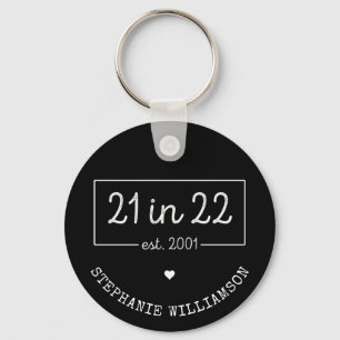 21st Birthday 21 in 22 est 2001 Birthday Party Key Ring