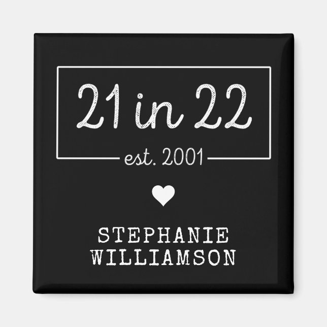 21st Birthday 21 in 22 est 2001 Birthday Party Magnet (Front)