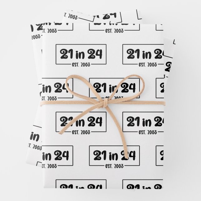 21st Birthday 21 in 24 Est 2003 Birthday Wrapping Paper Sheet (In situ)