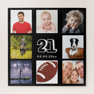 21st birthday 21 photo collage guy man black jigsaw puzzle