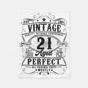 21st Birthday 21 Years Old Vintage Est 2004 Bday D Fleece Blanket